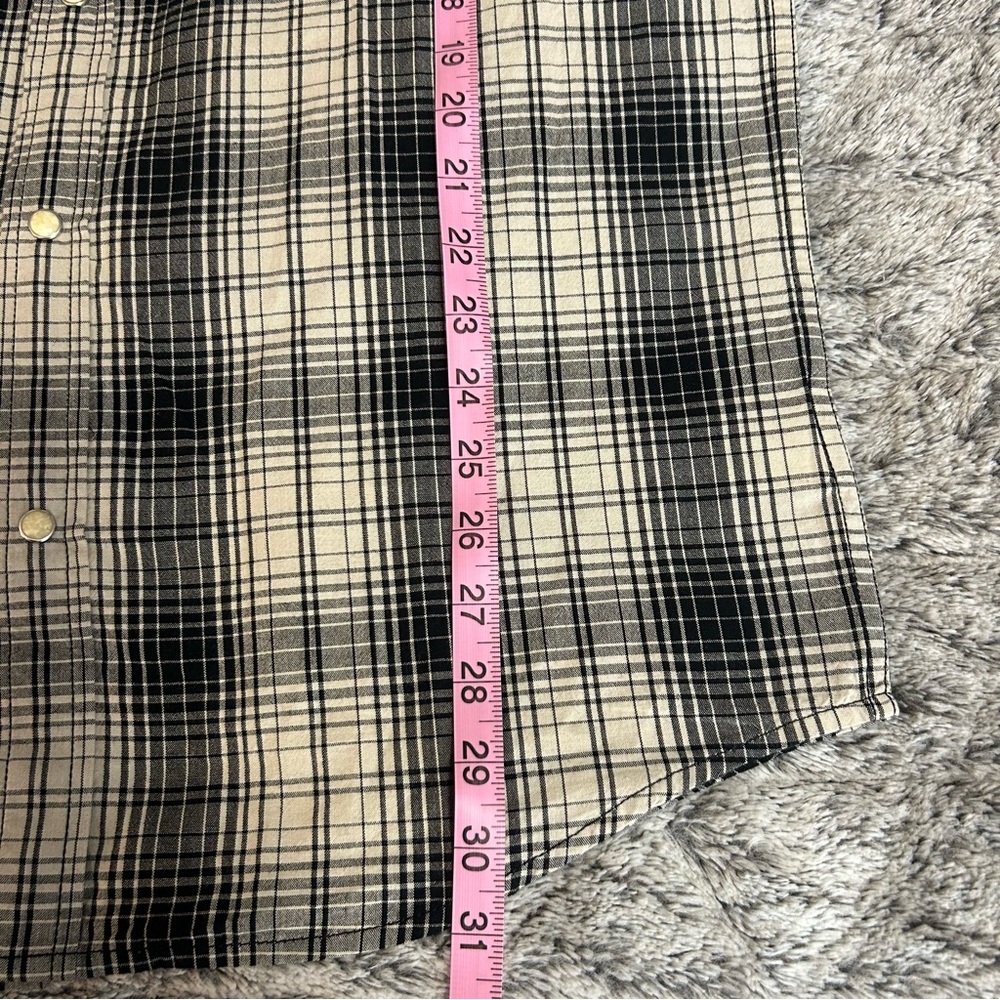 Wrangler Black & White Plaid Western Pearl Snap Shirt Men’s M Rodeo Cowboy Ranch - Picture 10 of 12